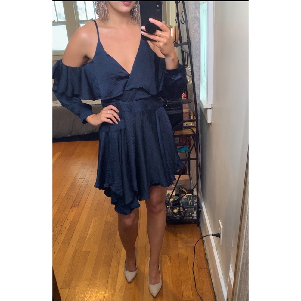 Deep v blue dress